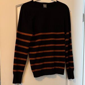 Black and Burnt Sienna Striped Crewneck Sweater